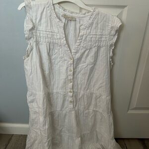 LOFT White Sleeveless Ruffle Dress